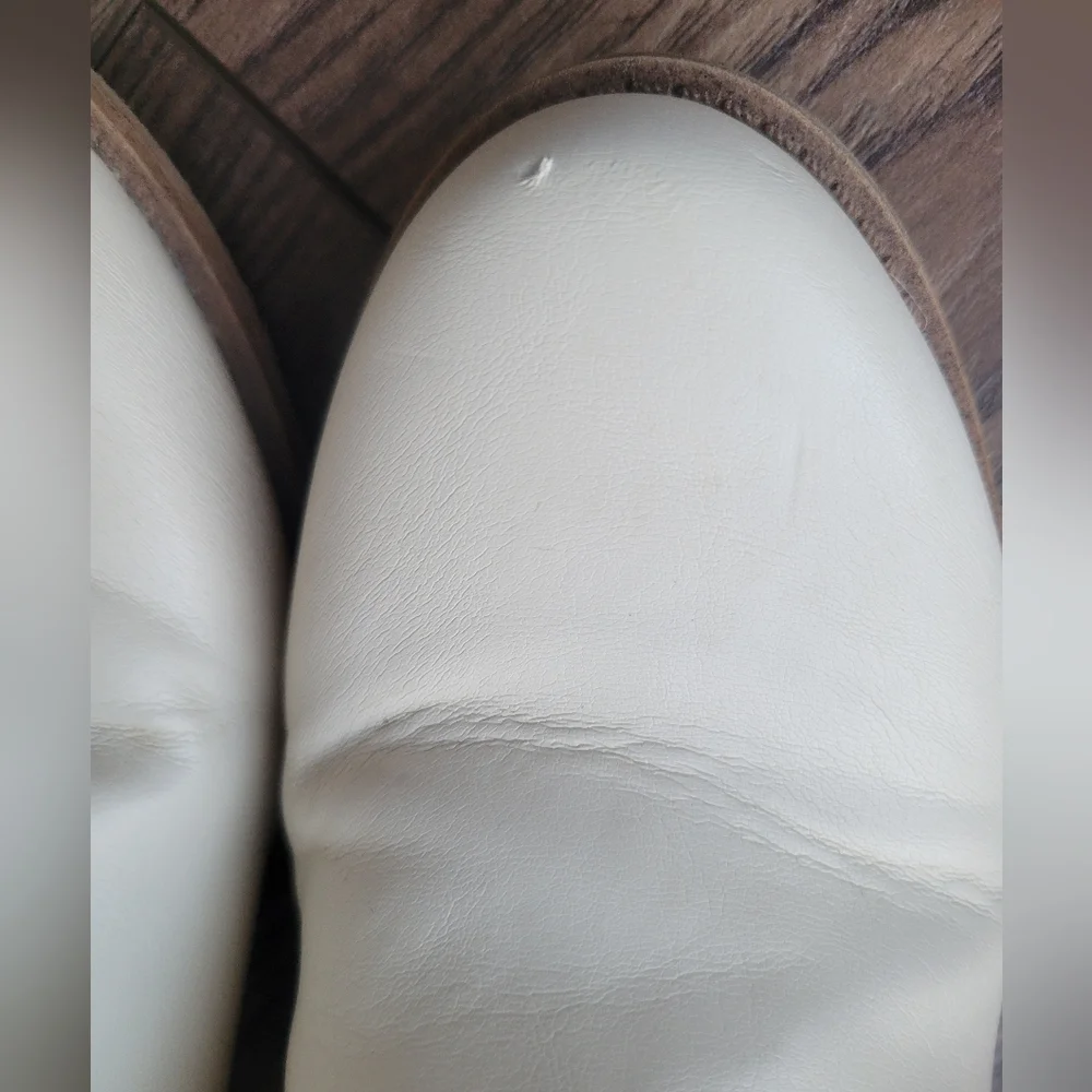 Cream Ankle Side Zipper Booties, Size 8
